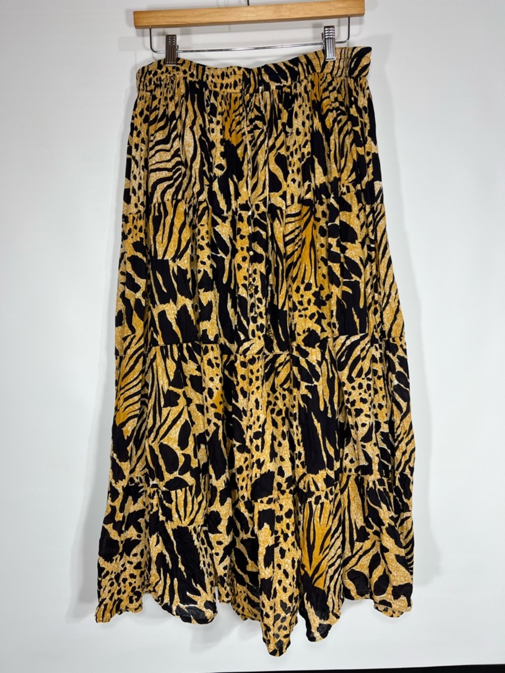 Vintage Black and Gold Animal Print Maxi Skirt